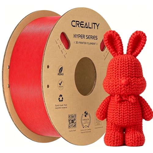 Image of Creality Hyper PLA Filament 1.75mm 1KG(2.2lbs), High Speed PLA 30-600mm /s Rapid 3D Printer Filament, Dimensional Accuracy + /-0.02mm, Fit Most FDM 3D Printers, Red