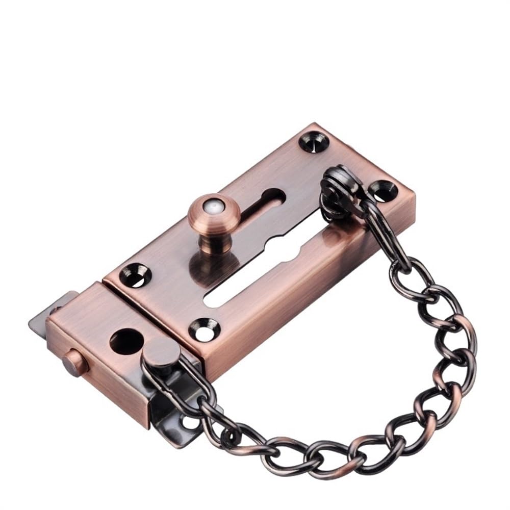 Lkfjnhepf Red Bronze Door Chain Anti Theft Door Chain With Lock Bolt Entrance Front Main Security Latch Hardware Stainless Steel Guard(Red Bronze)
