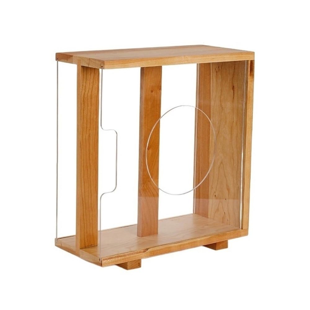 RYUQW3RE Cd Storage Rack Vinyl Record Storage Holder, LP Box with Solid Wood Frame(Natural)