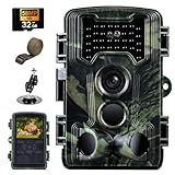 Fototrappola 2,7K 58MP, Fotocamera Caccia Grandangolare 120 ° Fototrappole Infrarossi Invisibili con Scheda 32GB, Foto Trappola di Sorveglianza per Animali Movimento Attivato Visione Notturna 0,1s