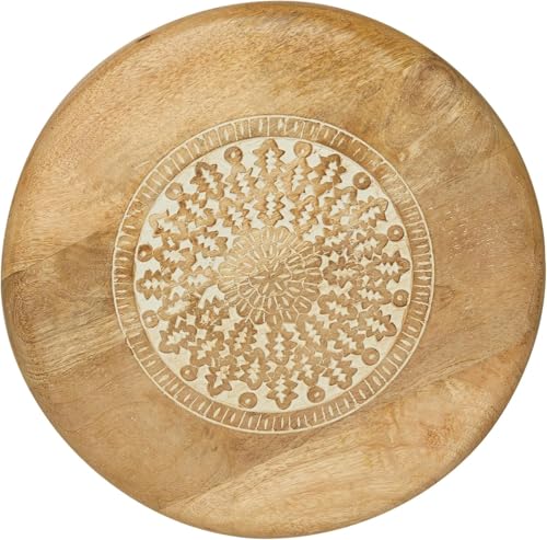 Image of Solid Wood Round Side Table for Living Room | Compact Sofa End Table with 3 Legs | Minimalist Wooden Accent Table for Bedroom Balcony Office Home Decor (Natural, 12X16 Inches)