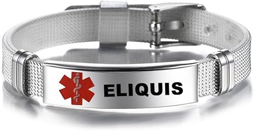 Pulsera de identificación médica de acero inoxidable, diseño de correa de reloj de rejilla, ajustable, identificación de alerta médica de