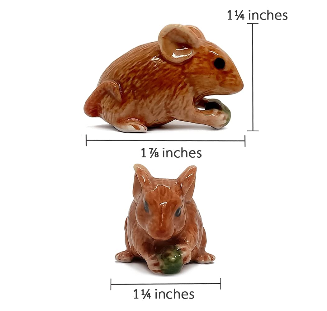 WitnyStore Handbemalte Keramik-Maus Figur – Sitzende Braune Maus, Ca. 3,8 Cm Hoch
