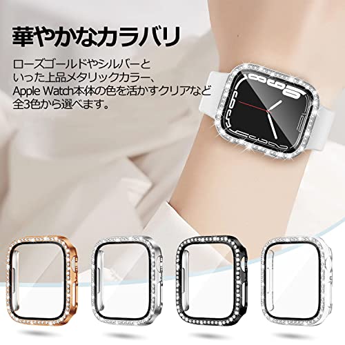 YOFITAR for apple Watch ケース キラキラ ラインストーン アップルウォッチ用保護カバー ガラスフィルム 一体型40mm/44mm series6/SE/5/4 レディース メンズ ジュエリー風 PC素材 全面保護 超薄型 装着簡単 耐衝撃 高透過率 指紋防止(クリア，40mm)