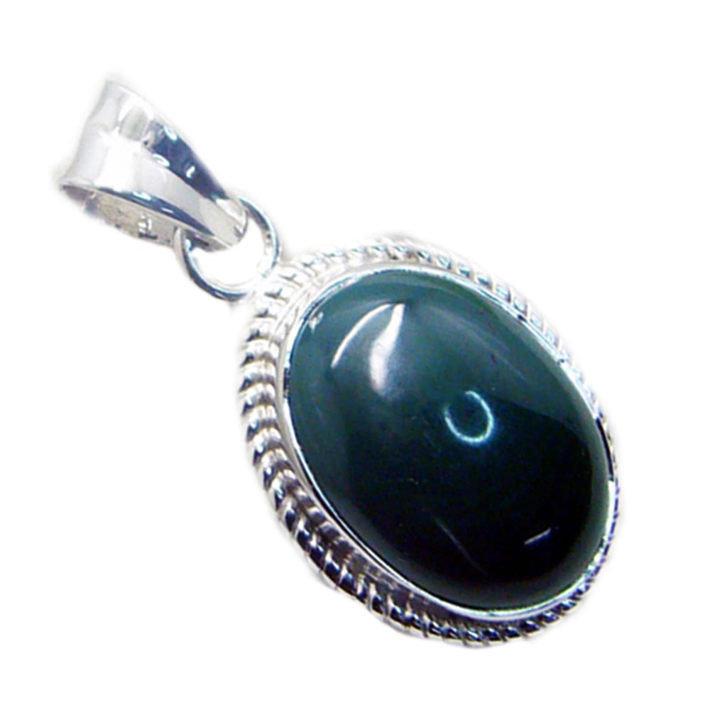 Pendentif onyx vert véritable collier ovale argent 925 fait main
