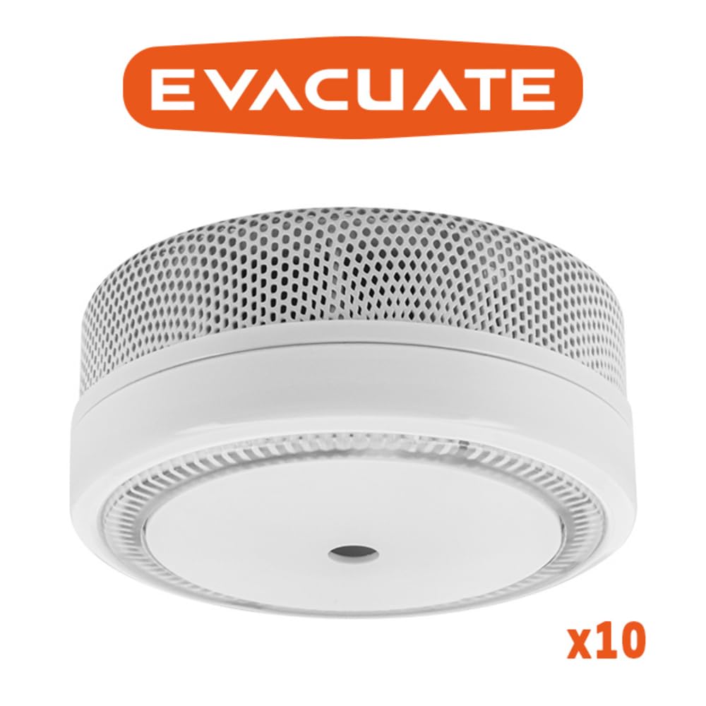 EVACUATE - Lot de 10 Détecteurs De Fumée NF Autonomie 10 Ans