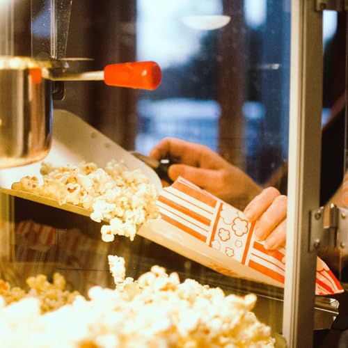Image of Popcorn Bags, 100 Pcs Paper Popcorn Container Red and White Concession Stand Popcorn Holder Movie Theme Party Supplies