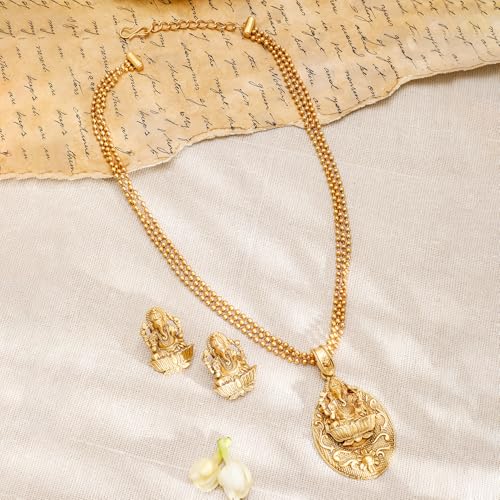 Image of Rubans Temple Necklace Set Traditional Stylish Jewellery Gift for Women & Girls