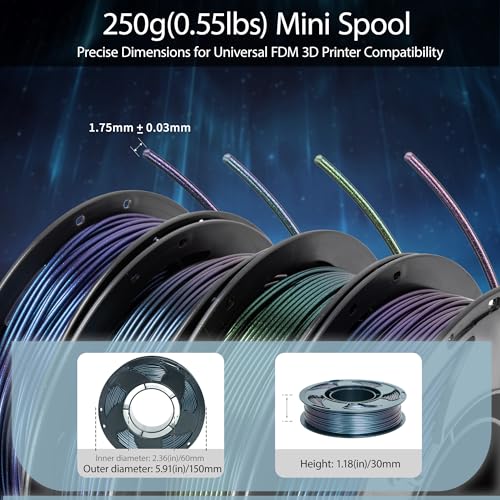 Image of Burnt Titanium Chameleon PLA 1.75mm 250g ColorShift Glitter 3D Filament FDM | Glitter sparkle Chameleon color change Hide layers Low warping No tangle 0.25kg Small Spool for Printer Bambu Prusa
