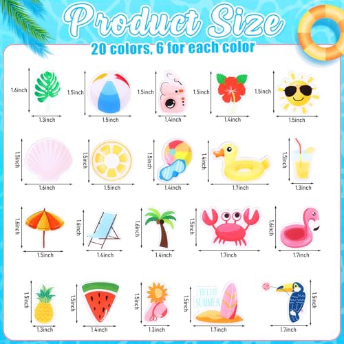 Image of 120 Pcs Summer Beach Pins Bulk Lapel Acrylic Pin Women Backpack Brooch Colorful Pins Gifts for Party Decoration