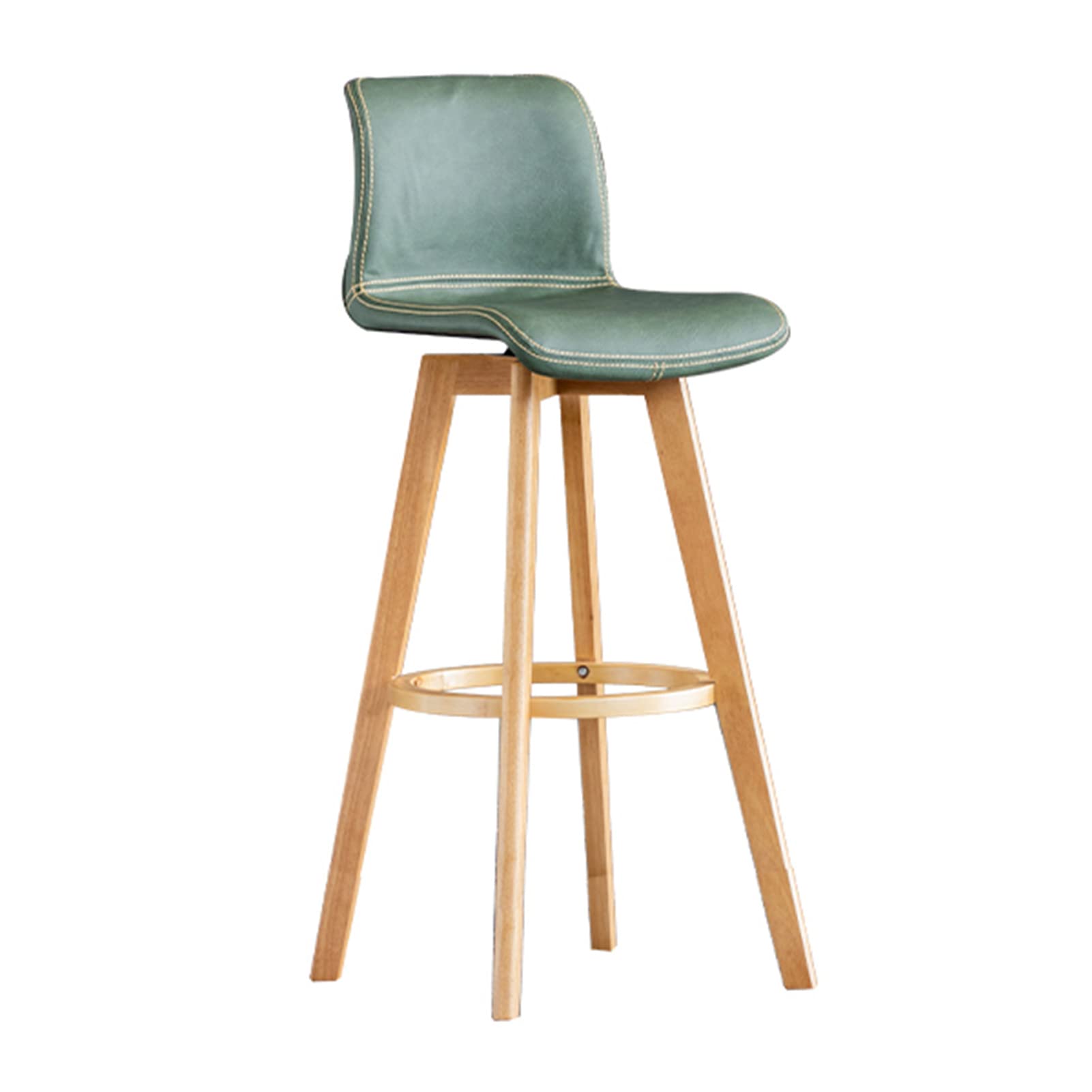 HAIYU Wooden Bar Stool Nordic Rustic High Chair with Backrest 360 Degree Rotation Seat for Kitchen Dining Room Cafe Green (71cm)