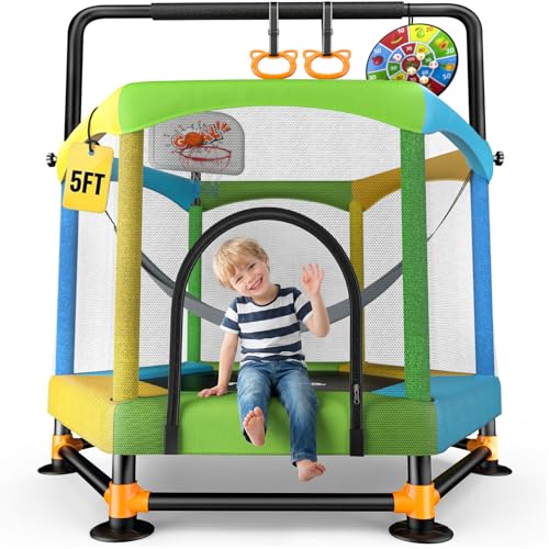 Twinkoo Toddler Trampoline for Kids with Foam Handle, Anti-Tilt Frame & Thick Padded Spring Cover, Indoor Outdoor Mini Trampoline, Easy Assembly Active Play Toy Gift for Boys Girls