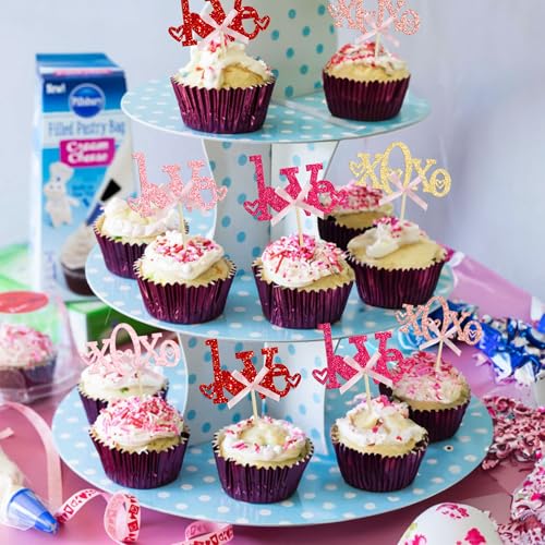 Décoration cupcake Saint-Valentin paillettes chic - Lot de 24 - 6