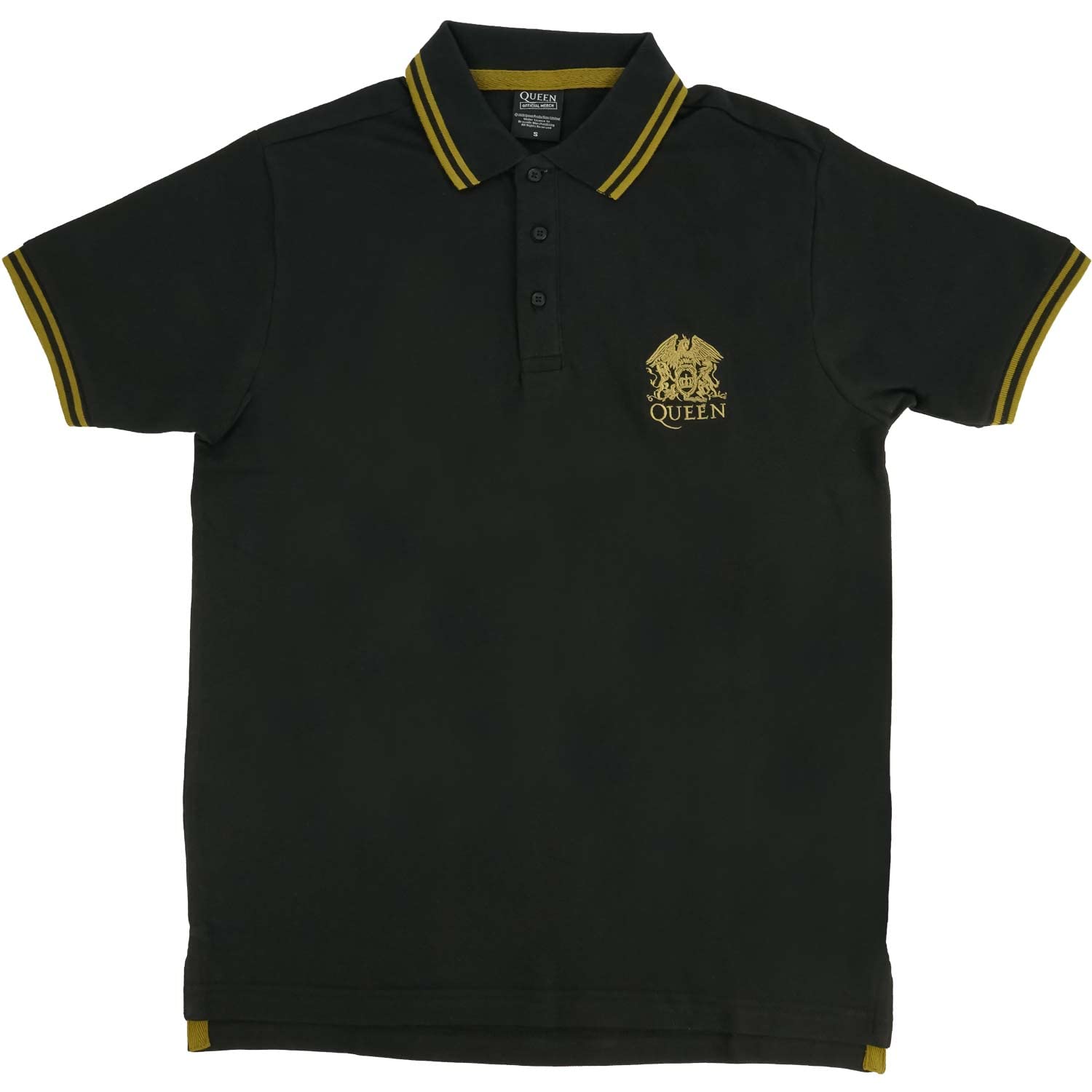 Queen 'Crest Logo' (Black) Polo Shirt (Large)