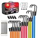 BISON GEAR 28PC Premium Bungee Cord Assortment Including Ball Bungees and Tarp Clips - 28 Piece Heavy Duty Tie Down Pack - UV Resistant Industrial Grade Shock Cord - GS Certified Bungee Straps
