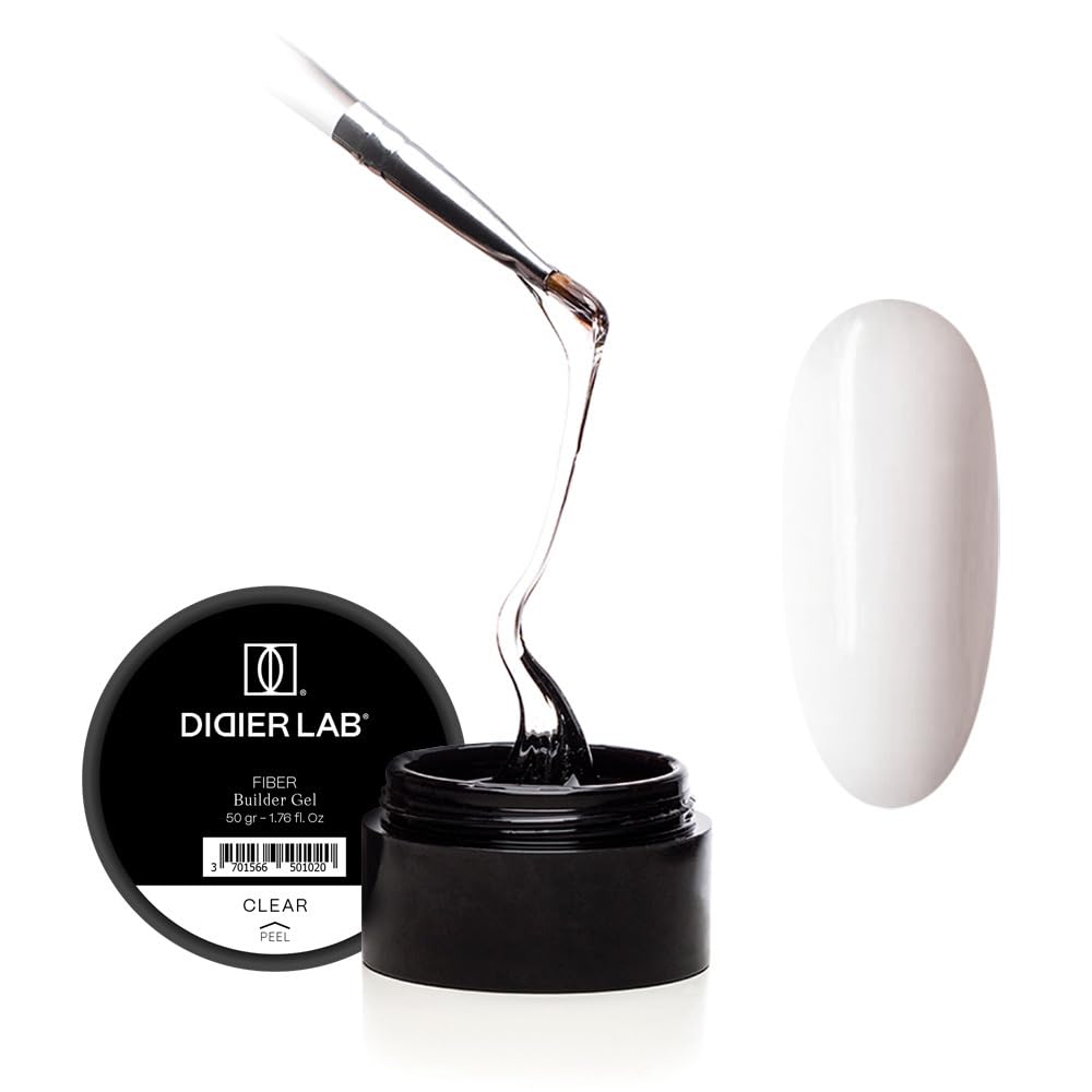 DIDIER LAB Fiber Builder Gel Clear – Self-Leveling HEMA-Free Builder Gel for Nails - Ultra-Strong LED UV Fiberglass Nail Builder Gel for Nail Repair