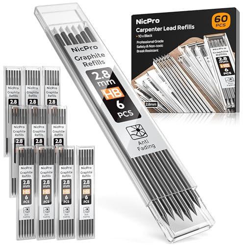 Lápiz Carpintero Nicpro CP3000 con Sacapuntas y 60 Piezas Mina miniatura 2