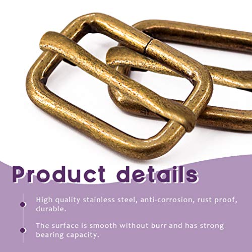 Swpeet 60Pcs 1 Inch / 25Mm Bronze Heavy Duty Metal Rings Metal Rectangle Adjuster Triglides Slides Buckle, Roller Pin Buckles Slider Strap Adjuster Keychains For Belt Bags Diy Accessories #TOP3