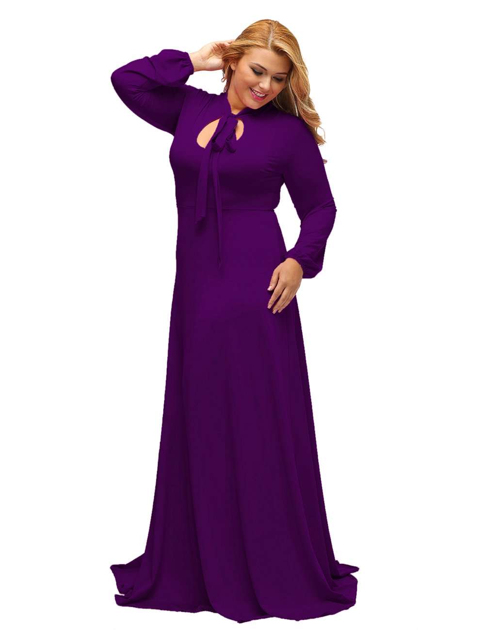 Women's Vintage Long Sleeve Plus Size Evening Party Maxi Dress Gown