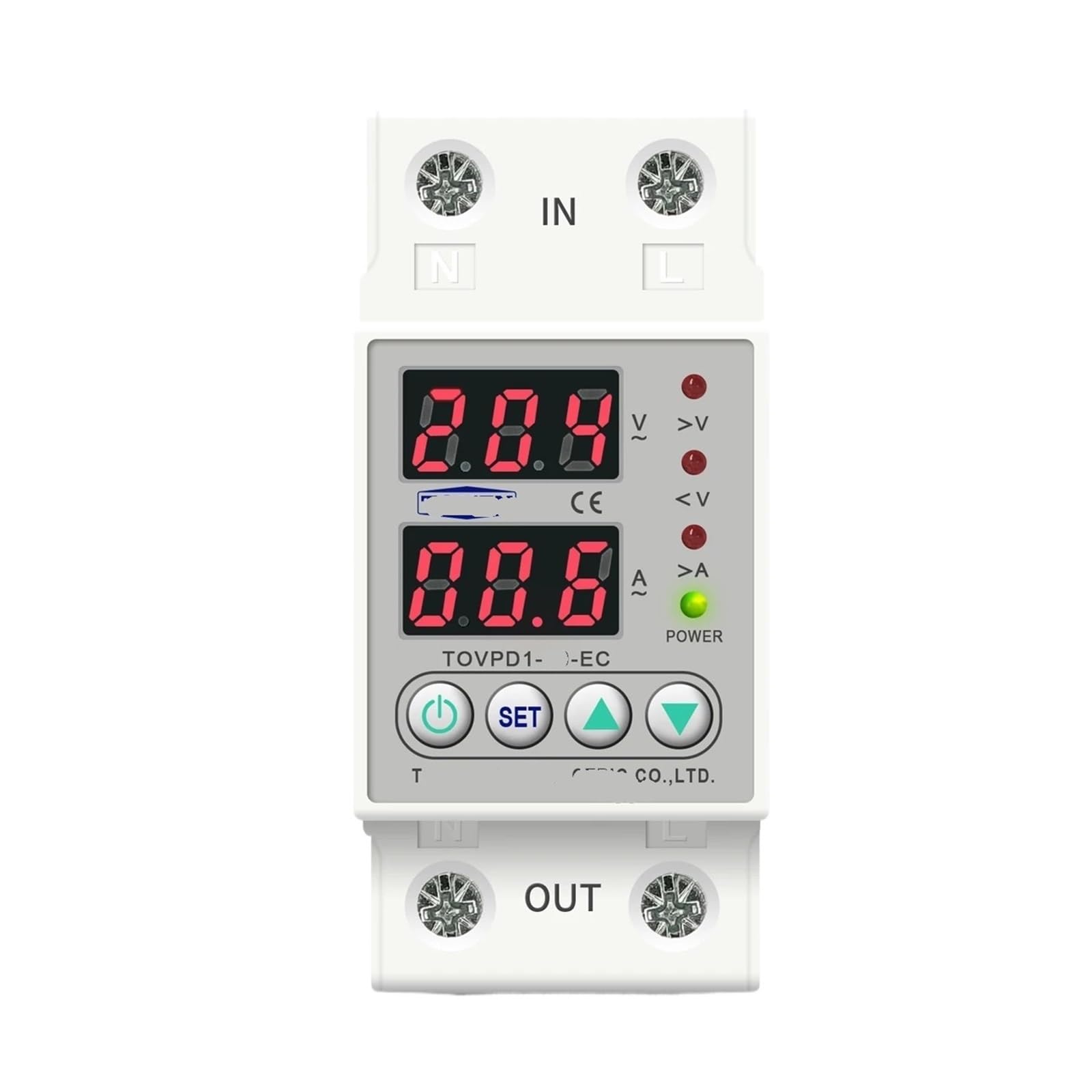 Relé protector de dispositivo protección contra sobretensión y subtensión ajustable, carril DIN, 230V, TOVPD1-63-EC(80A)
