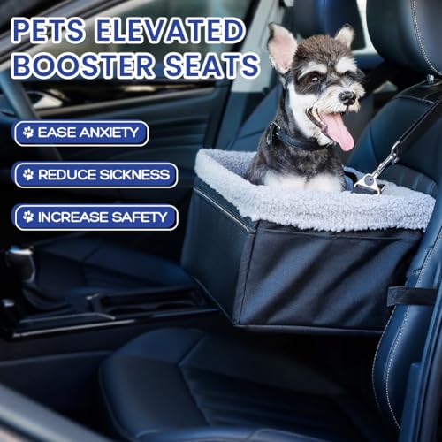 UNICITII Dog Booster Car Seat for Small Dogs,Elevated Dog Booster Seat for Dog up to 9kg,Puppy Car Seat, Dog Lookout Carseat Pet Travel Bed for Front Back Seat