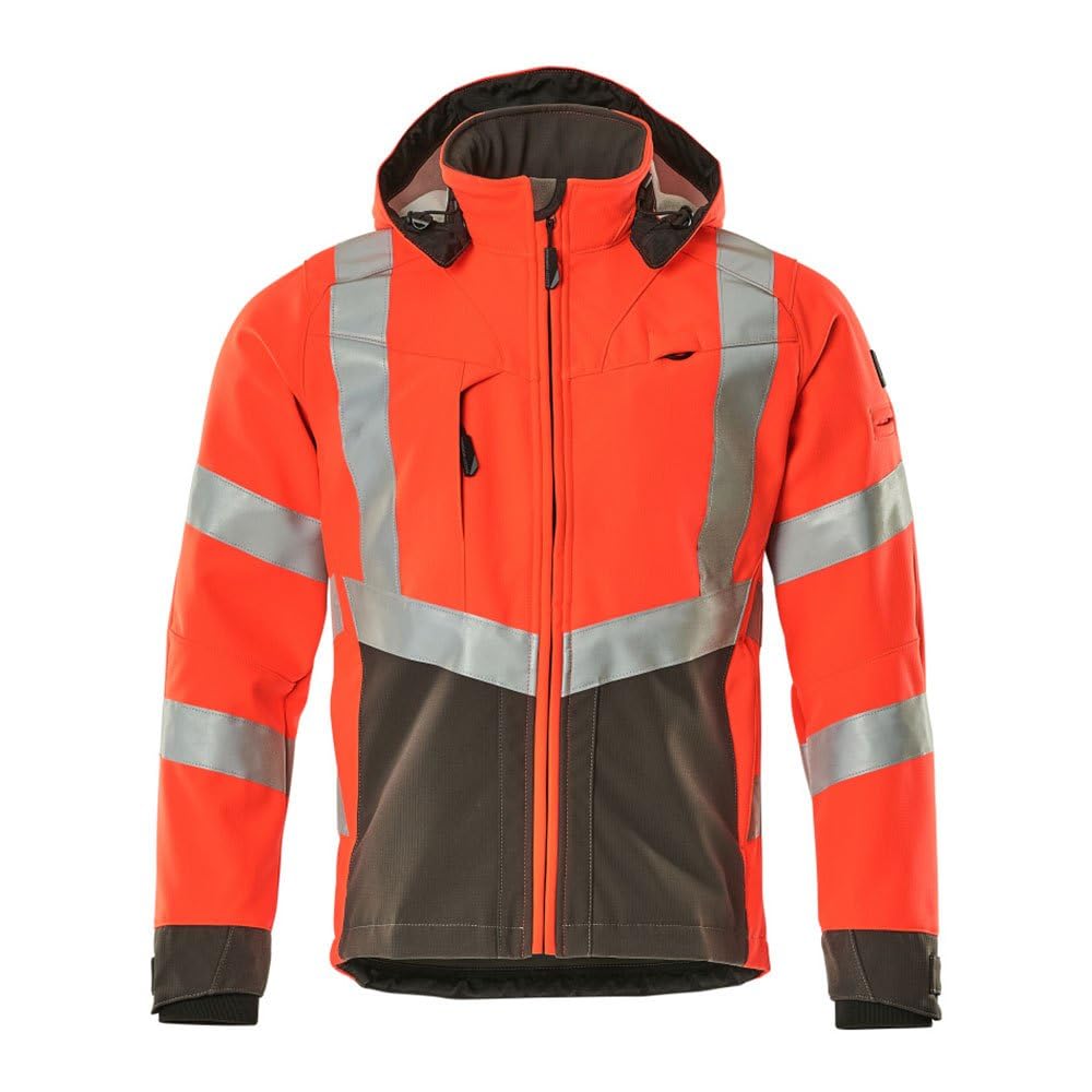 Mascot Hi-Vis Red/Dark Anthracite 15502-246-22218 Blackpool Safe Supreme Water Repellent Fleece On Inner Side Class 3 Softshell Jacket, Size M,