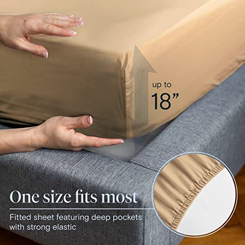 Luxclub 6 Pc Queen Sheet Set, Bamboo Sheets Queen Size, Deep Pockets 18" Eco Friendly Wrinkle Free Cooling Sheets Machine Washable Hotel Bedding Silky Soft - Mocha Queen #TOP4