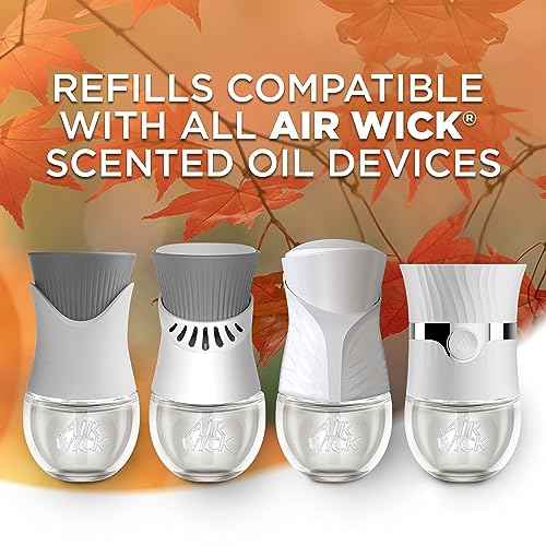 Image of Air Wick Plug In Scented Oil Refill, 10ct, Bonfire & Crisp Fall Air + Brown Sugar & Vanilla, Essential Oils, Air Freshener.