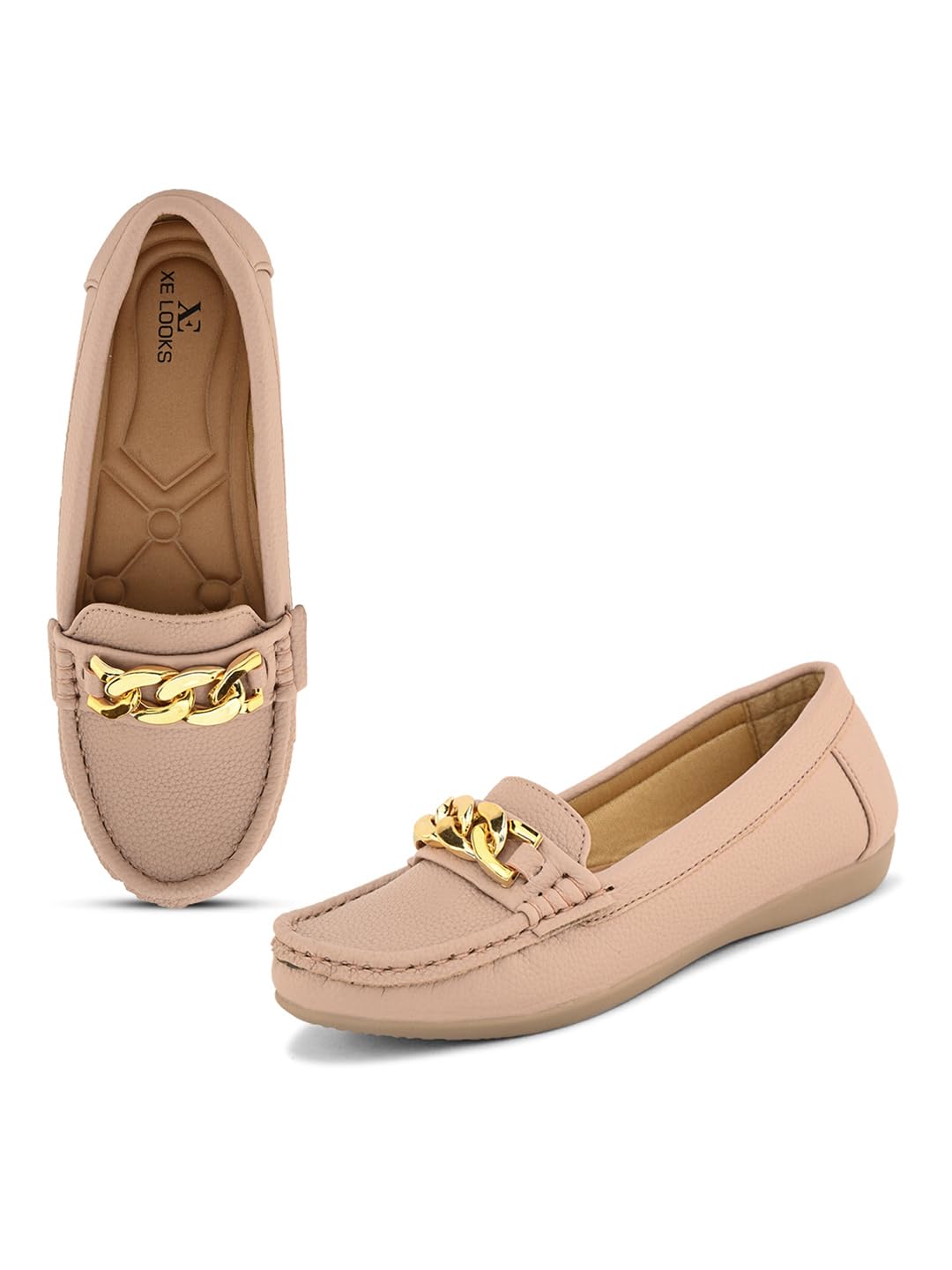xe looks Women's Fancy Chain Design Loafer Ballet & Moccasins Faux Leather, Comfortable and Trendy, Slip-on Mule Shoes for Daily Casual Wear & Formal Wear for Women & Girls-picture-46