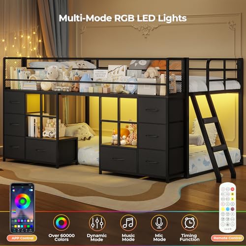 BTHFST Low Bunk Bed with 8 Drawers