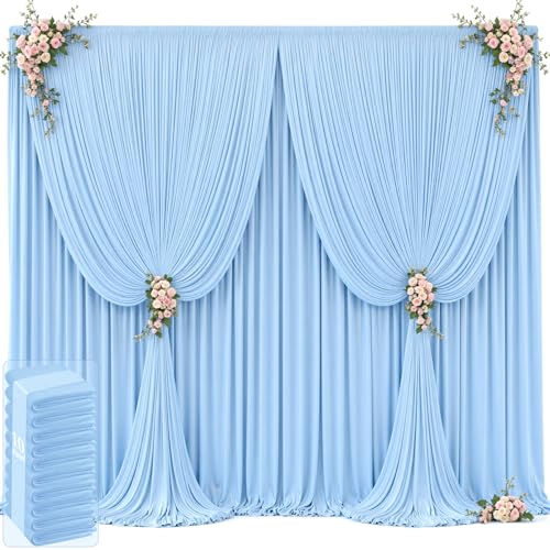 50ft x 12ft Baby Blue Backdrop Curtains Wrinkle Free Backdrop Curtain for Wedding Parties Blue Fabric Backdrops Drapes Back Drop Cloth Bridal Shower Stage Curtains Wedding Decorations for Reception