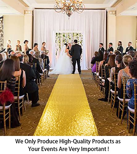 ShiDianYi Sequin Aisles Floor Runner-4Ftx20Ft Gold Aisle Runners for Wedding Long Runner Rug Door Rugs Golden Carpet Runners for Hallway,Granduation,Party Decor