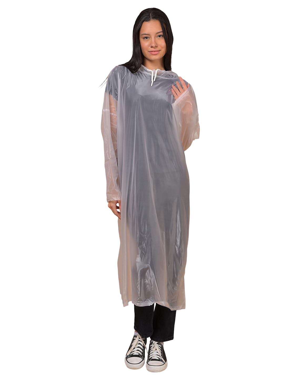 Unisex Lightweight Waterproof Reusable & Foldable Rain Poncho with Adjustable Hood-image-8