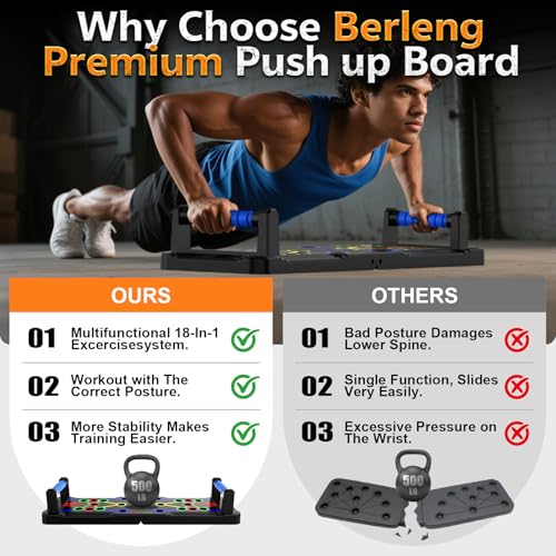 Berleng Push Up Board - 36-in-1 Foldable Pushup Fitness Stand for Portable Strength Training. Rugged, Stable Equipment for Home Gym Workout for Men & Women by IUT - Image 2