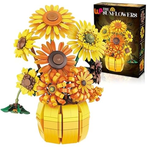 WISEPLAY Creative Flowers Sunflower Building Sets for Adults and Kids, Crafts Ideas Flower Bouquet, Artificial Flowers Botanical Collection, Christmas & Birthday Gifts for Women and Girls Cover