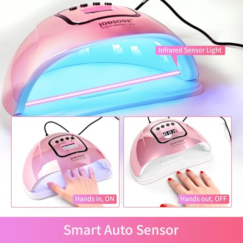 Image of JODSONE Pink U V Nail Lamp for Gel Nail Polish Manicure Light with 4 Timers & Automatic Sensor Nail Dryer Curing LED Light