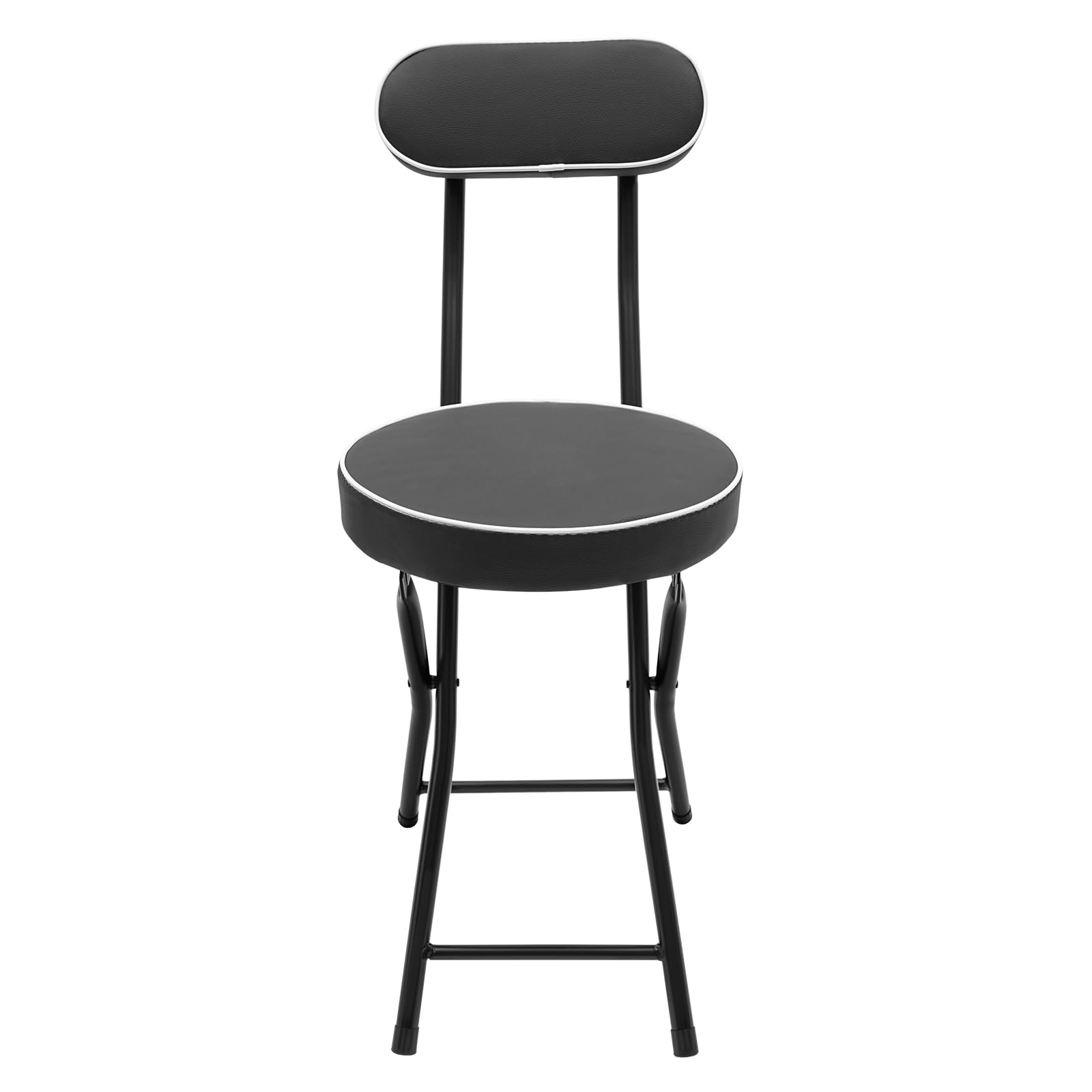 Cushioned Padded Folding Stool, 18.9 -Inch Counter Height Bar Stool, Set of 4 Portable Foldable Stool with Comfortable Backrest for Camping, Hiking, Traveling, and Other Outdoor Activities, Black