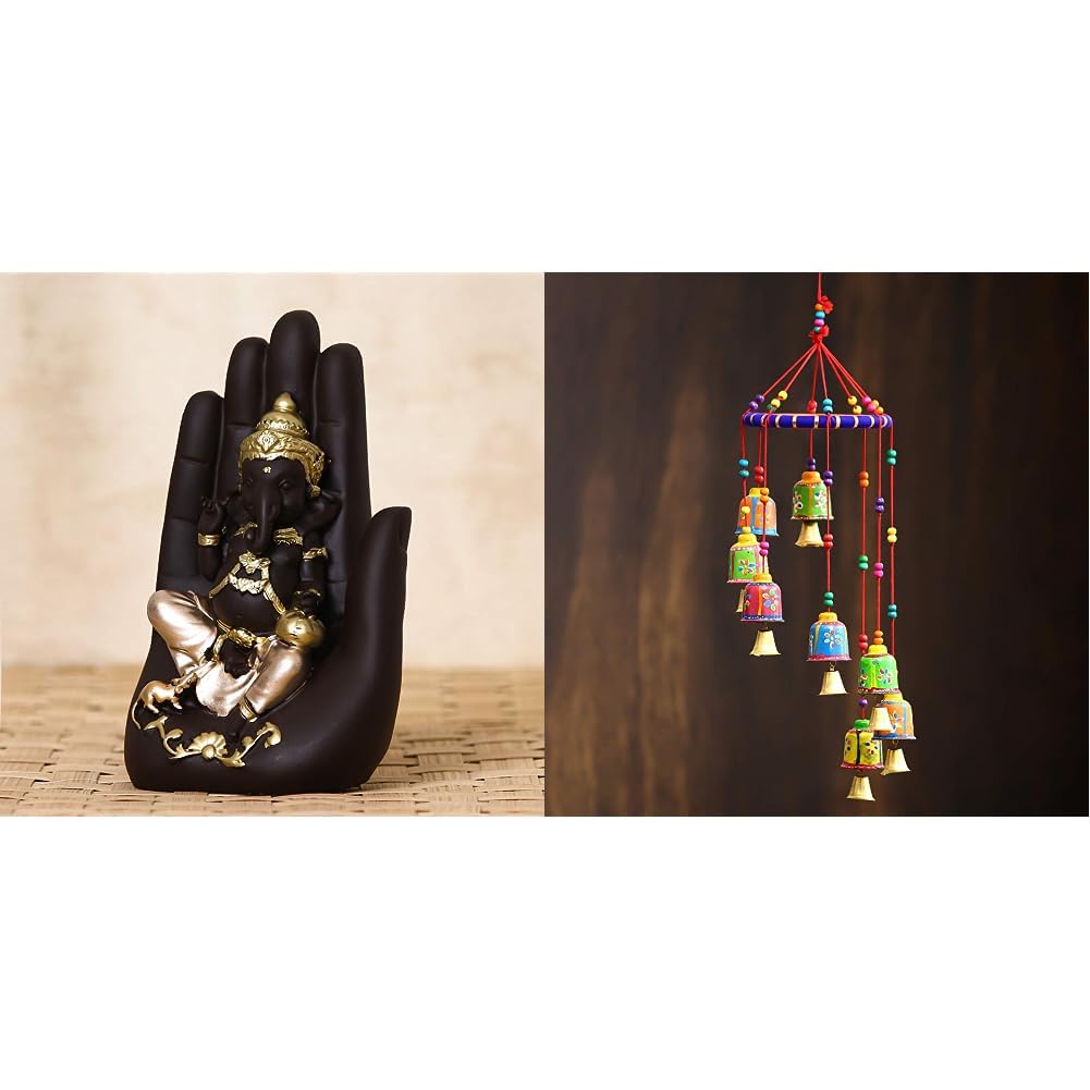 eCraftIndia Golden Handcrafted Palm Ganesha Decorative Showpiece & eCraftIndia handicrafted Decorative Wall/Door/Window Hanging Bells Wind Chimes Showpiece (B0CCV28HN3) Amazon Price History, Amazon Price Tracker