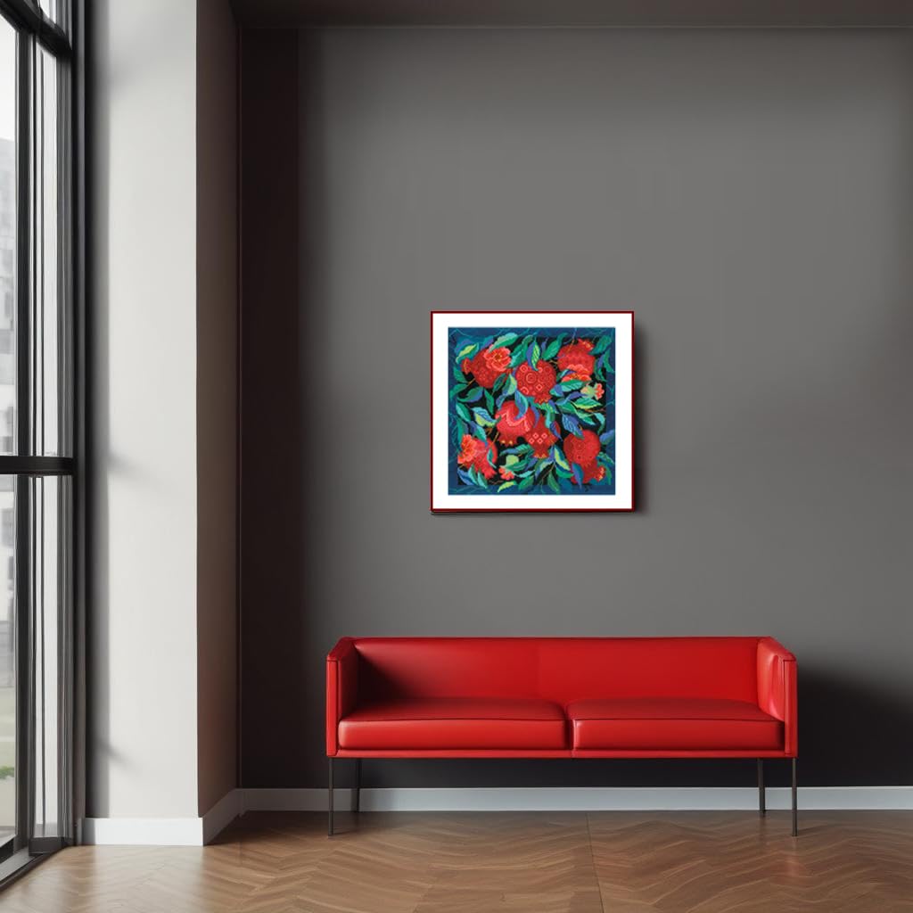 RIOLIS - Panel/poduszka Granat Ogród 2269, zestaw do haftu krzyżykowego, 38 cm x 38 cm, dla początkujących i zaawansowanych, zestaw do haftowania