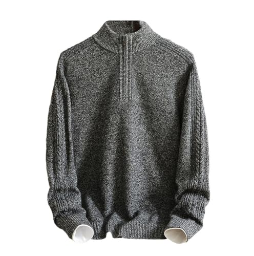 Men's 100% Cashmere Sweater Winter Zipper Half High Collar Thick Pullover Loose Fit Knitted Warm Casual Jumper