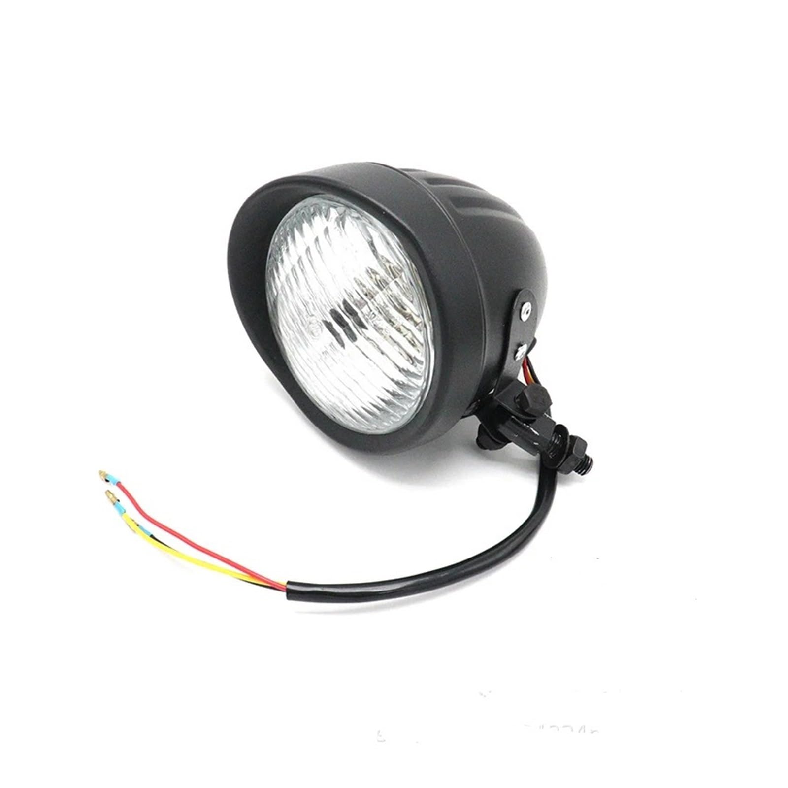 Faretti Moto Lampada Per Fari A Proiettile Da 45 Pollici Per Moto Classica Nera Cromata Per Bobber Chopper Dirt(Black Clear)