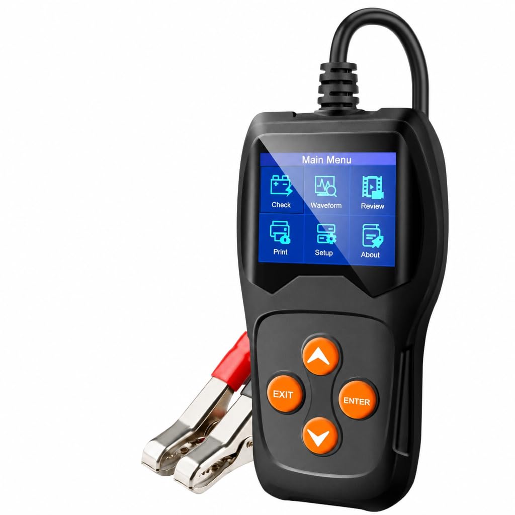 Konnwei Testeur de Batterie 12V Voiture Moto LCD TFT CCA BCI DIN JIS SAE Puce STM32 Multilingue KW600