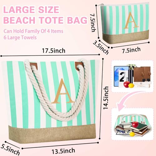Image of GhvyenntteS Beach Bags for Women - Travel Canvas Beach Tote, Initial Tote Bags for Women, Travel Essentials, Gifts for Women Birthday