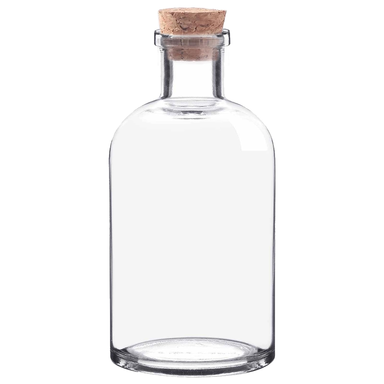 CHALEEMANG 500ml / 16.91 oz. Decorative Clear Glass Bottle Vase with Cork Stopper Vintage Style Floral Centerpiece for Art Crafts DIY Decoration Party Favors Wedding Gift