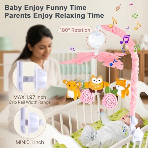 Image of SNOWIE SOFT Baby Crib Mobile with Music and Lights Starlight Projection, Remote Control Nursery Mobile for Infant Sleep Support