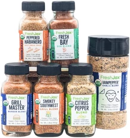 FreshJax Organic Seasoned Sea Salt Sampler - 10 Flavors, Non-GMO, Keto & Paleo Friendly Spice Set