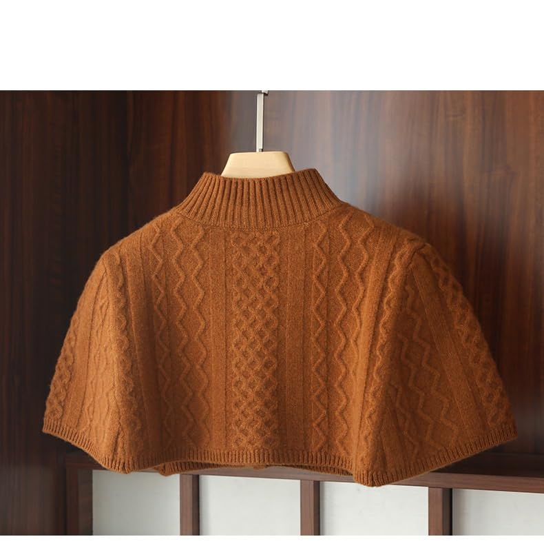 Scialle Donna,Donne Caldo Spalla Scialle Mantello Corto Lana Merino Lavorato A Maglia Scialle Poncho Treccia Cardigan Aperto Davanti Bottone Spalla Protezione Collo Inverno Spalla Caldo C