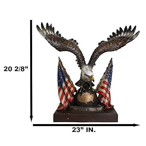 Ebros Gift Large 20" Tall Patriotic Wings of Glory Bald Eagle On Globe with Map of America Star Spangled Banner Flags One Nation Under God Figurine with Pedestal Base Ebros Gift Large 20 Tall Patriotic Wings of Glory Bald Eagle On Globe with Map of America Star Spangled Banner Flags One Nation Under God Figurine with Pedestal Base