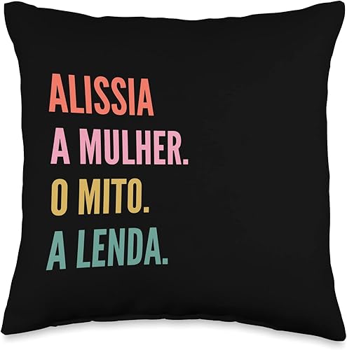 Miniatura 1 de Designs De Nomes Engraçados Para Mulher Funny Portuguese First Name Design-Alissia Throw Pillow 16x16 Multicolor