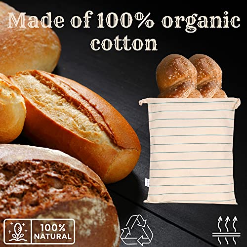 Hb Set Of 3 Bread Bags Linen Unbleached Homemade Bread Storage Bakery Loaf | Organic Grocery Drawstring Bread Bags For Sourdough, Artisan Breads, Pastries ~ 100% Cotton | 3S - (12"X13") #TOP1